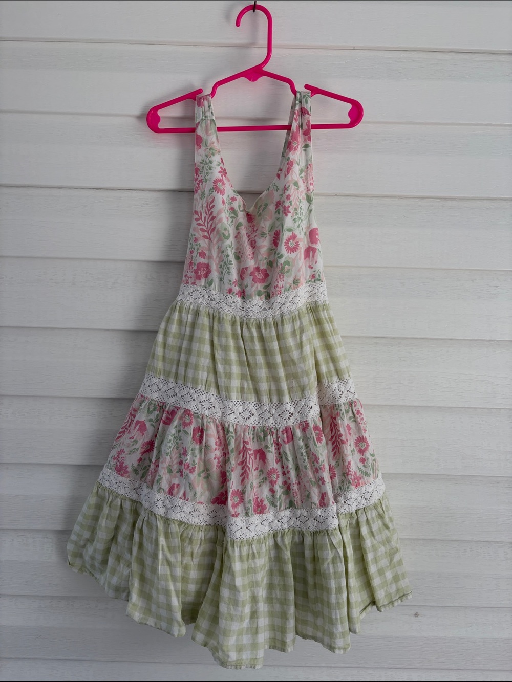 Catherine Malandrino Girls 8 Floral Gingham Tiered Cottagecore Dress